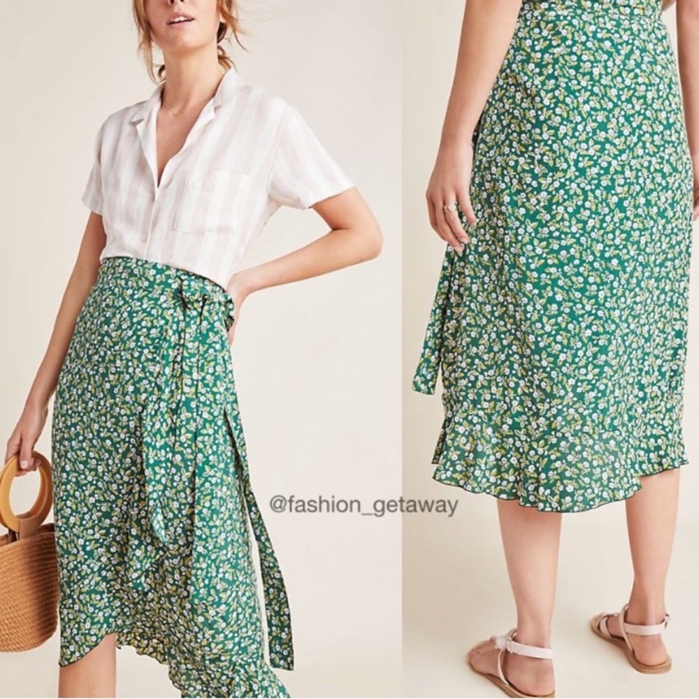 Faithful the Brand x ANTHROPOLOGIE midi wrap floral skirt - Picture 3 of 6
